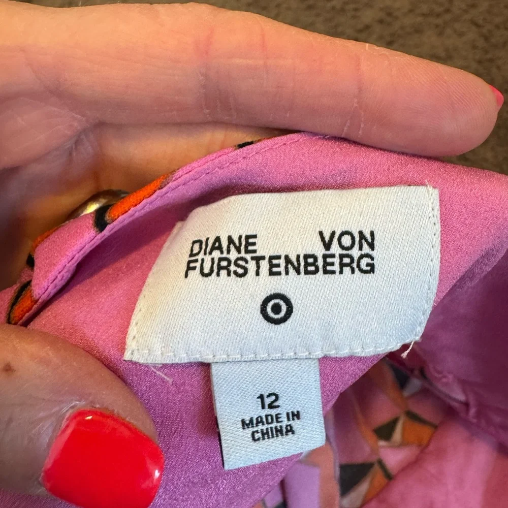 2 FOR $25 Diane Von Furstenberg Target Dress Pink Red Modern Geo Mini Dress 12 - Picture 6 of 10